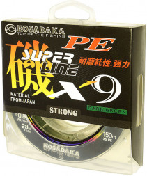 Леска плетеная Kosadaka Super PE X9 dark green 0.12 150м