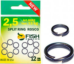 Кольцо заводное FISH SEASON Rosco №00 Black 4кг 16шт 6002-00F