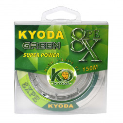 Шнур плетеный KYODA green 8X PE d-0,23 мм L-150 м, цвет зеленый, разрывная нагрузка 14 кг