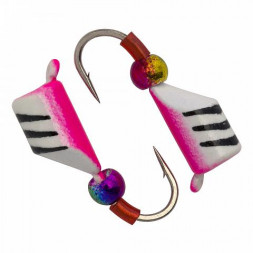 Мормышка вольфрамовая Condor Безмотылка Столбик шарик хамелеон d 2.0 мм, вес 0,29 гр, белый с полосками розовый 10 шт